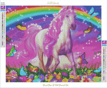 Load image into Gallery viewer, 40x50-Poured Glue-Diamond Painting + AB's-Unicorn with Rainbow