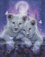 Load image into Gallery viewer, Cubs in Moonlight-40x50-Round Drill-Full Drill-Poured Glue-Hand Render (2020)- Diamond Painting Kit