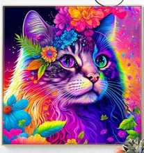Load image into Gallery viewer, 30x30-Full Drill-Poured Glue-Diamond Painting-Colourful Kitten