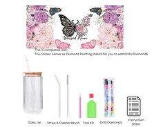 Load image into Gallery viewer, Glass Tumbler with Straw & Lid- Diamond Art Kit