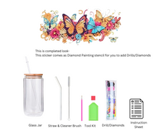 Load image into Gallery viewer, Glass Tumbler with Straw & Lid- Diamond Art Kit
