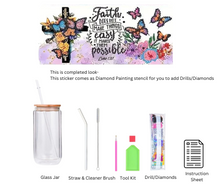 Load image into Gallery viewer, Glass Tumbler with Straw & Lid- Diamond Art Kit