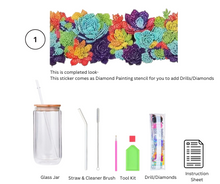 Load image into Gallery viewer, Glass Tumbler with Straw & Lid- Diamond Art Kit
