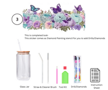 Load image into Gallery viewer, Glass Tumbler with Straw & Lid- Diamond Art Kit