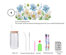 Load image into Gallery viewer, Glass Tumbler with Straw & Lid- Diamond Art Kit