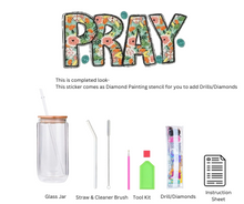Load image into Gallery viewer, Glass Tumbler with Straw & Lid- Diamond Art Kit