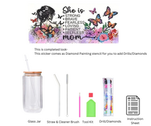 Load image into Gallery viewer, Glass Tumbler with Straw & Lid- Diamond Art Kit
