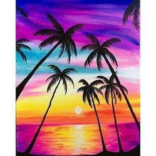 Load image into Gallery viewer, 40x50-Poured Glue-Diamond Painting - Sunset Palm Trees