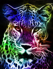 Load image into Gallery viewer, 40x50-Square Drill-Full Drill-Poured Glue-Diamond Painting-Glow Colourful Leopard