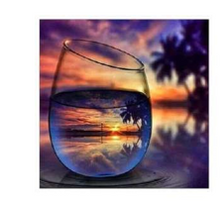 Load image into Gallery viewer, Ocean Sunset Through A Glass-40x40-Square Full Drill-Poured Glue-Hybrid Render-Diamond Painting Kit