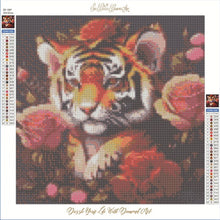 Load image into Gallery viewer, 30x30-Full Drill-Poured Glue-Diamond Painting-Tiger With Flowers
