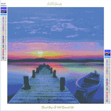 Load image into Gallery viewer, 40x50-Poured Glue-Diamond Painting + AB&#39;s-Colourful Moon Starry Night &amp; Boat
