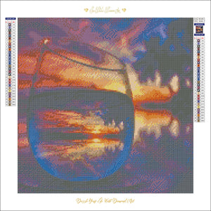 Ocean Sunset Through A Glass-40x40-Square Full Drill-Poured Glue-Hybrid Render-Diamond Painting Kit