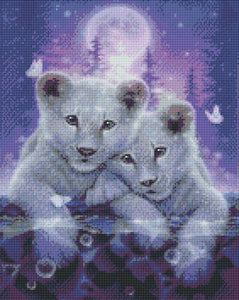 Cubs in Moonlight-40x50-Round Drill-Full Drill-Poured Glue-Hand Render (2020)- Diamond Painting Kit