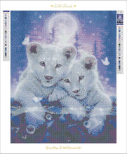 Load image into Gallery viewer, Cubs in Moonlight-40x50-Round Drill-Full Drill-Poured Glue-Hand Render (2020)- Diamond Painting Kit
