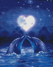 Load image into Gallery viewer, Dolphin Moonlight Kiss-40x50-Square Full Drill-Poured Glue-Hybrid Render -Diamond Painting Kit
