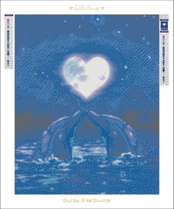 Dolphin Moonlight Kiss-40x50-Square Full Drill-Poured Glue-Hybrid Render -Diamond Painting Kit