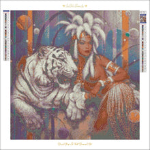 Load image into Gallery viewer, Guardian of the White Tiger-50x50-Round Drill-Full Drill-Poured Glue-Hybrid Render-Diamond Painting Kit
