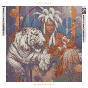 Guardian of the White Tiger-50x50-Round Drill-Full Drill-Poured Glue-Hybrid Render-Diamond Painting Kit