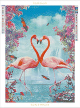 Load image into Gallery viewer, Flamingo Heart Bloom-50x70-Round Drill-Full Drill-Poured Glue-Hybrid Render-Diamond Painting Kit
