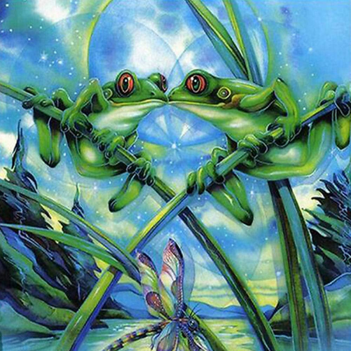 Amphibian Affection-40x40-Round Drill-Full Drill-Poured Glue-Hand Render (2020)-Diamond Painting Kit