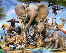 Load image into Gallery viewer, 50x70-Premium-Poured Glue-full Drill- Diamond Painting- Baby Safari Animals
