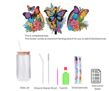 Load image into Gallery viewer, Glass Tumbler with Straw &amp; Lid- Diamond Art Kit
