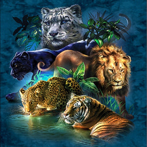 50x50-Poured Glue-Diamond Painting + AB's- Jungle Animals