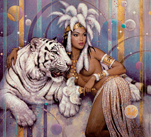 Load image into Gallery viewer, Guardian of the White Tiger-50x50-Round Drill-Full Drill-Poured Glue-Hybrid Render-Diamond Painting Kit
