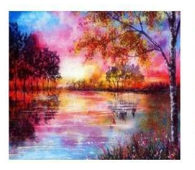 30x40-Square-Full Drill-Poured Glue-Diamond Painting-Colourful Lake View