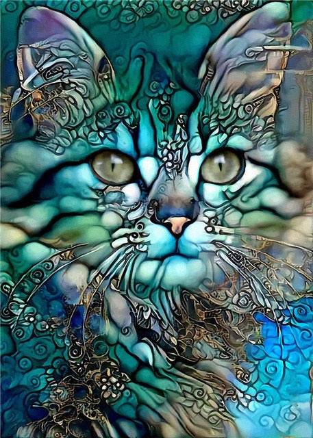 PRE-ORDER-Poured Glue-Diamond Painting-Abstract Cats