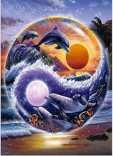 Load image into Gallery viewer, 40x50-Poured Glue- Diamond Painting-Dolphins
