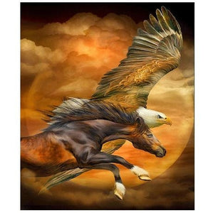 80x100-Square Drill-Full drill-Poured Glue-Diamond Painting-The Horse & Eagle