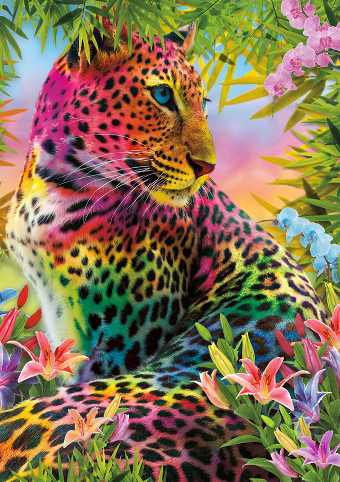 40x50-Poured Glue-Diamond Painting- Colourful Leopard