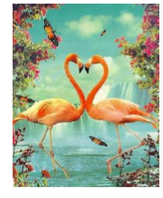 50x70-Round Drill-Full Drill-Poured Glue-Diamond Painting-Flamingo Kiss