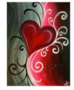 30x40-Round Full Drill-Poured Glue-Diamond Painting-Black & Red Heart
